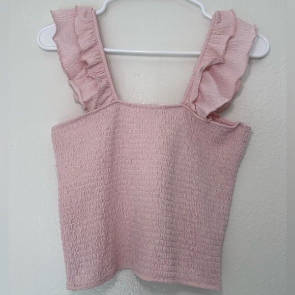 Jolie & Joy by FCT With Love Tops - Elegant Ruffled Pink Crop Top